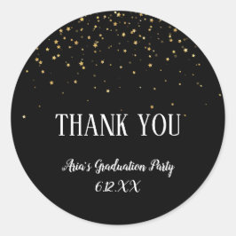 Adesivo Dourada Confetti sobre Graduação Negra Obrigado po