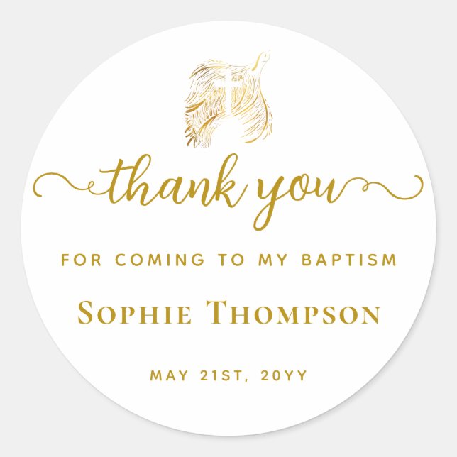 Adesivo Dourada Cruz Branca Moderna, Obrigado (Frente)