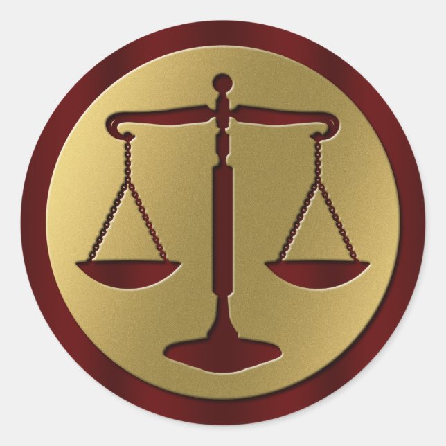 Adesivo Dourada Escala Vermelha da Justiça | Ofertas de Le (Frente)