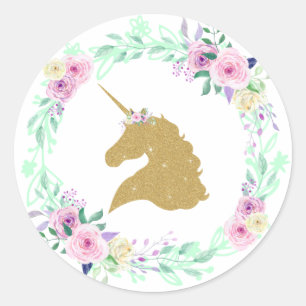 Adesivo Dourada Fantasy Unicorn Floral