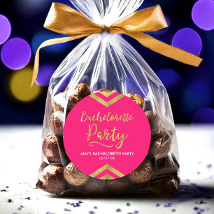 Adesivo Dourada Festa de solteira Chevron, moderna e rosa