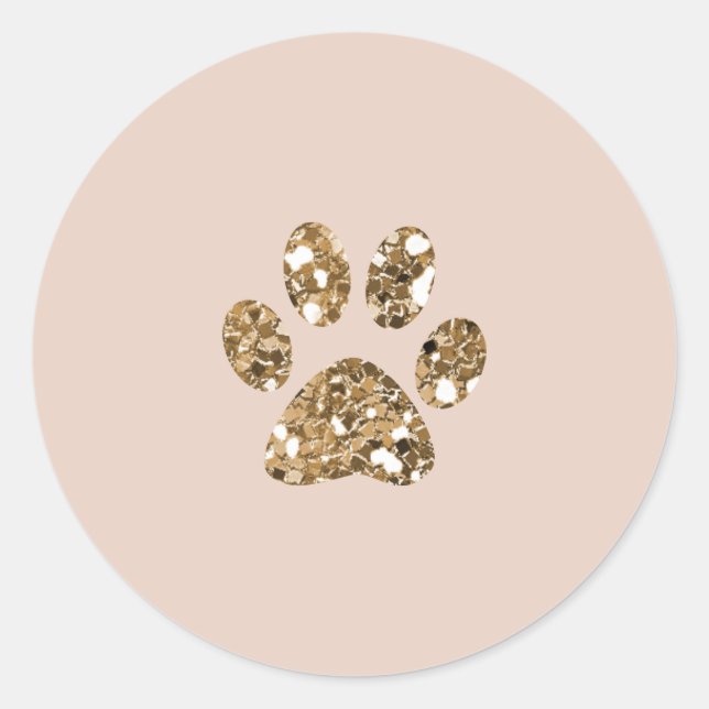 Adesivo Dourada Glitter Beige Blush Pet Paw Puppy Dog (Frente)