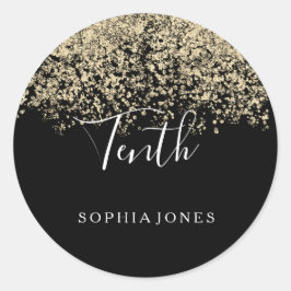 Adesivo Dourada Glitter Confetti Black 10th festa de anive
