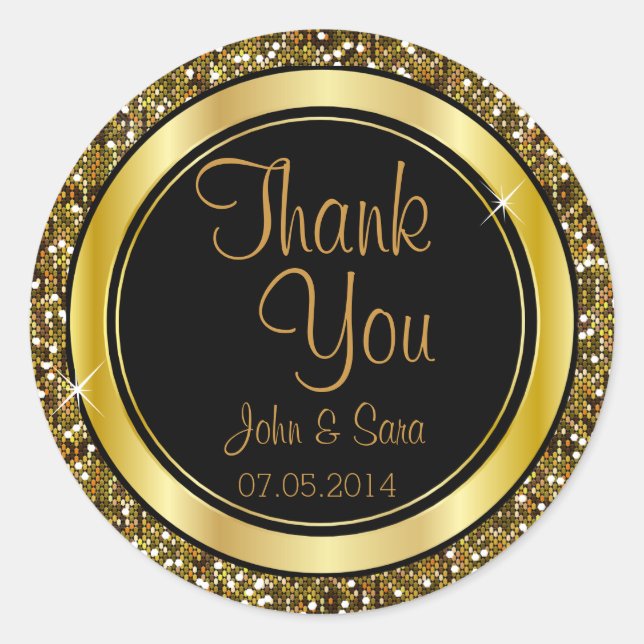 Adesivo Dourada Glitter Confetti e Elegância Negra (Frente)