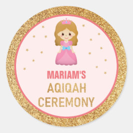 Adesivo Dourada Glitter Cute Little Princess Aqiqah
