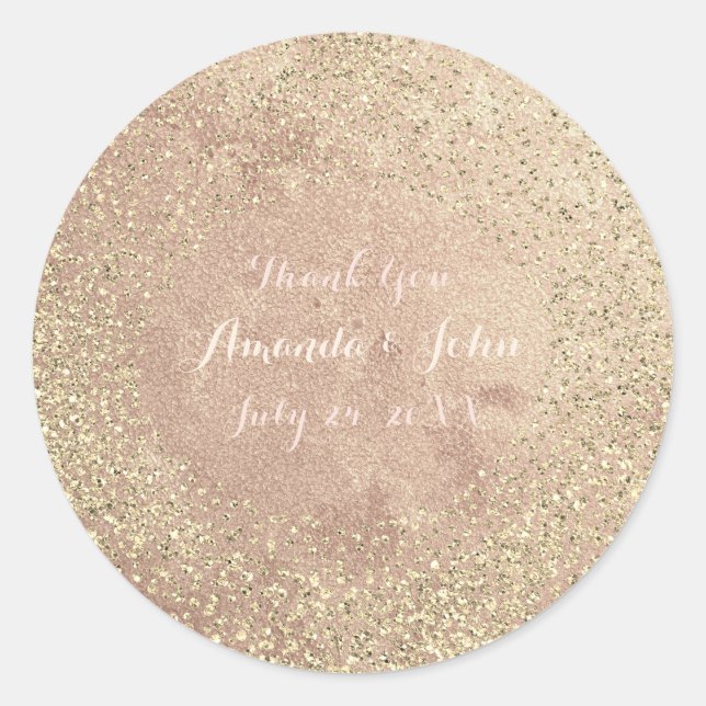 Adesivo Dourada Glitter De Cobre Salve A Data Obrigado, Ro (Frente)