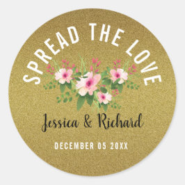Adesivo Dourada Glitter Espalha o Casamento Floral do Amor