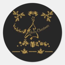 Adesivo Dourada Glitter Feliz Natal, Papai Noel