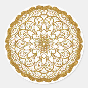 Adesivo Dourada Glitter Mandala