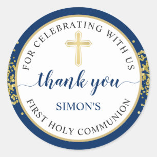 Adesivo Dourada Glitter Marinho Azul Primeira Comunhão Ob