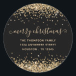 Adesivo Dourada Glitter Merry Christmas Name<br><div class="desc">Dourada Glitter Merry Christmas Name Return Address Black. Personalize facilmente o texto.</div>