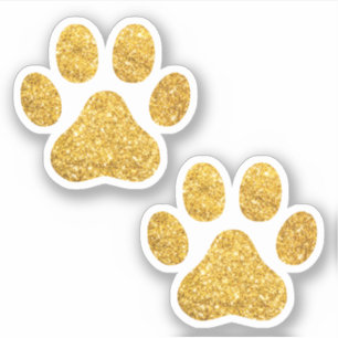 Adesivo Dourada Glitter Paw Prints Pet Lover