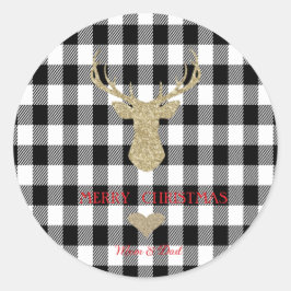 Adesivo Dourada Glitter Reindeer Heart Buffalo Xadrez