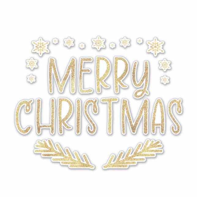 Adesivo Dourada Glitter Snowflake Folhas de Natal Feliz (Frente)