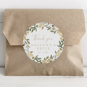 Adesivo Dourada Greenery Cair Obrigado Favor De Casamento 