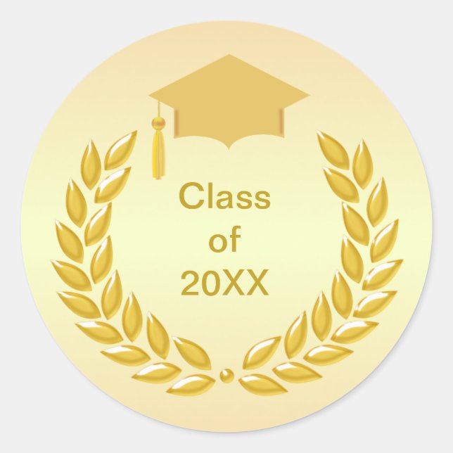 Adesivo Dourada Laurel Wreath Classe de Graduação 20XX (Frente)