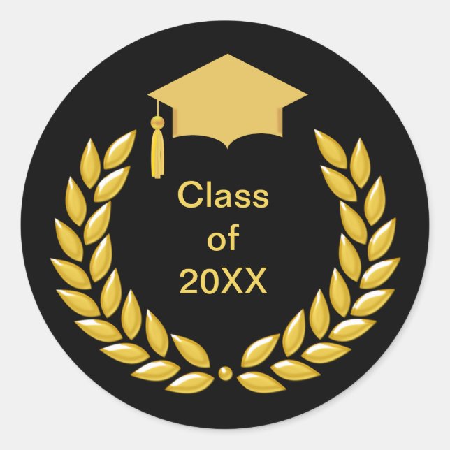 Adesivo Dourada Laurel Wreath Classe de Graduação 20XX (Frente)