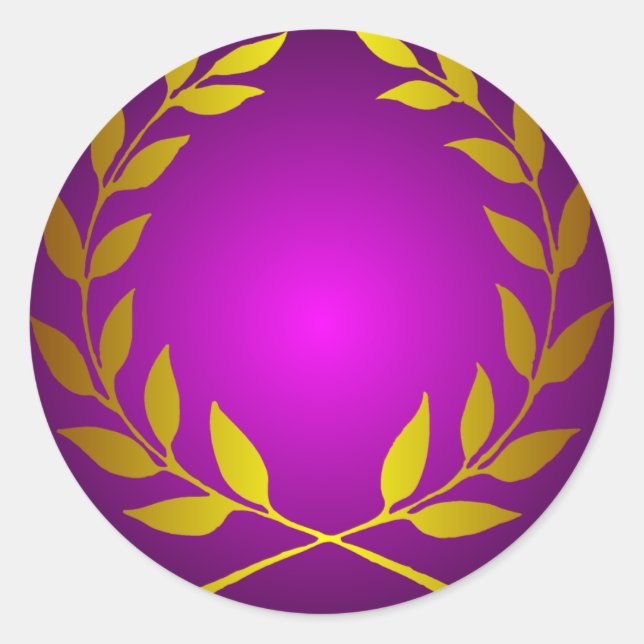 Adesivo Dourada Laurel Wreath Round Sticker (Frente)
