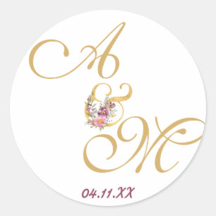 Adesivo Dourada letra MONOGRAMA CASAMENTO PERSONALIZADO