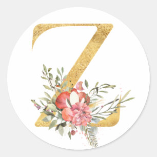 Adesivo Dourada letra Z MONOGRAM com flor