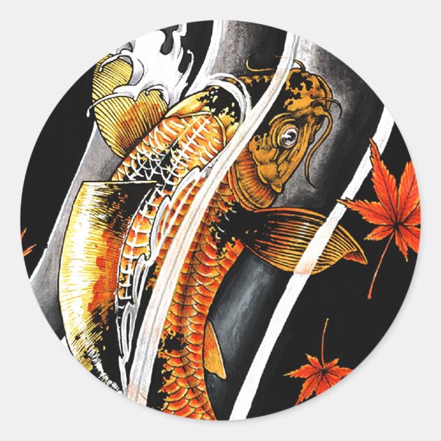 Adesivo Dourada Lucky Koi Fish tatuagem oriental legal do  (Frente)