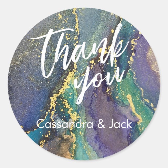 Adesivo Dourada mão casual de Abstrato de Arte Líquida Ace (Frente)