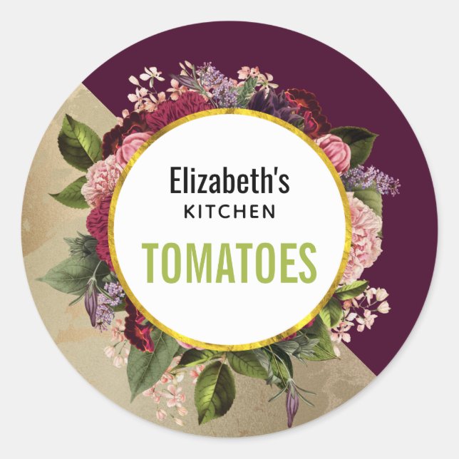 Adesivo Dourada Marble Pattern e Burgundy Florals Kitchen (Frente)