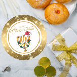 Adesivo Dourada Menorah judia Hanukkah Feliz Chrismukkah<br><div class="desc">Papais noeis Dourados Menorah Feliz judia Chrismukkah Stickers</div>