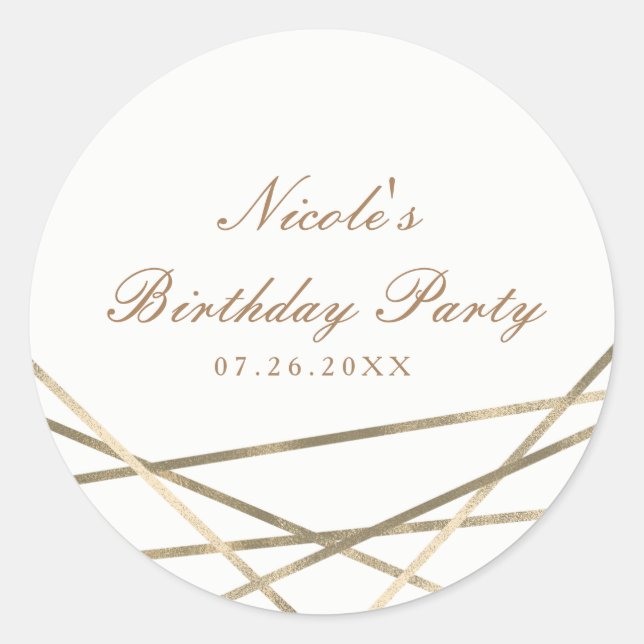 Adesivo Dourada Moderna Linhas Geométricas Chic Glam Party (Frente)