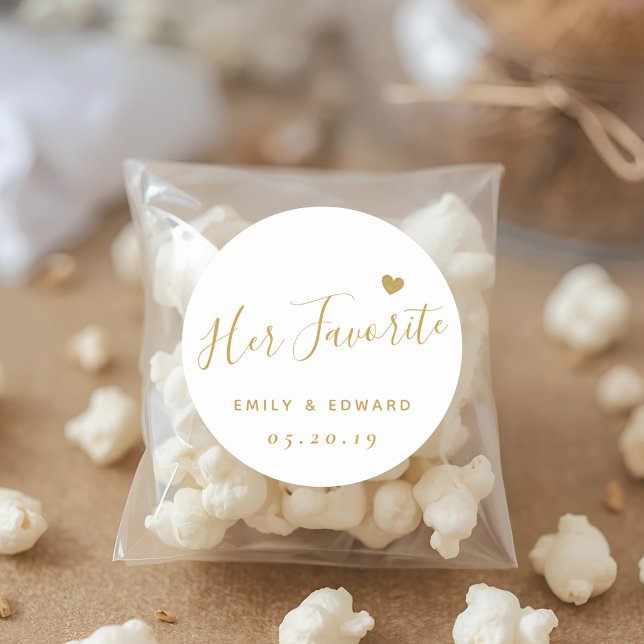 Adesivo Dourada Moderna, Seu Favor De Casamento Favorito (Criador carregado)