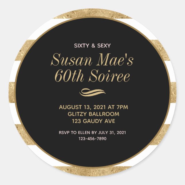 Adesivo Dourada negra Sessenta e sexy Festa de aniversário (Frente)
