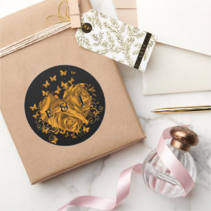 Adesivo Dourada Noiva do Coração e Borboletas do Groom