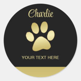 Adesivo Dourada pata de cão brilhante sobre fundo negro