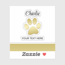 Adesivo Dourada pata de cão brilhante sobre fundo negro