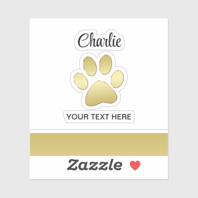 Adesivo Dourada pata de cão brilhante sobre fundo negro (Folha)