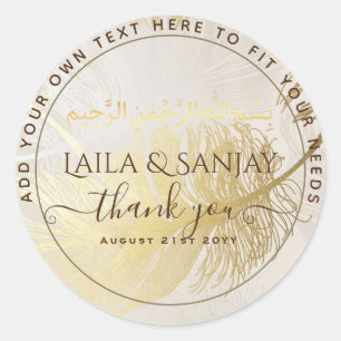 Adesivo Dourada pena Nikah Walima Bismillah Favor muçulma