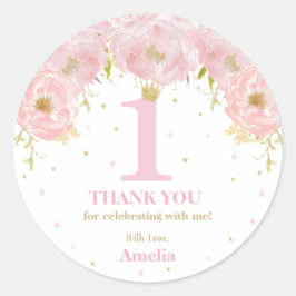 Adesivo Dourada primeiro aniversario Princesa Rosa Blush