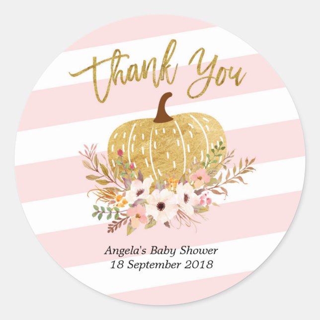 Adesivo Dourada Pumpkin Rosa White Strips Obrigado Sticker (Frente)