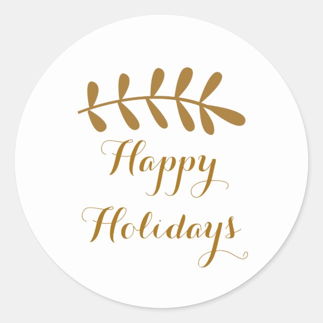 Adesivo Dourada Rústica Folha Elegante Simples Branco (Frente)