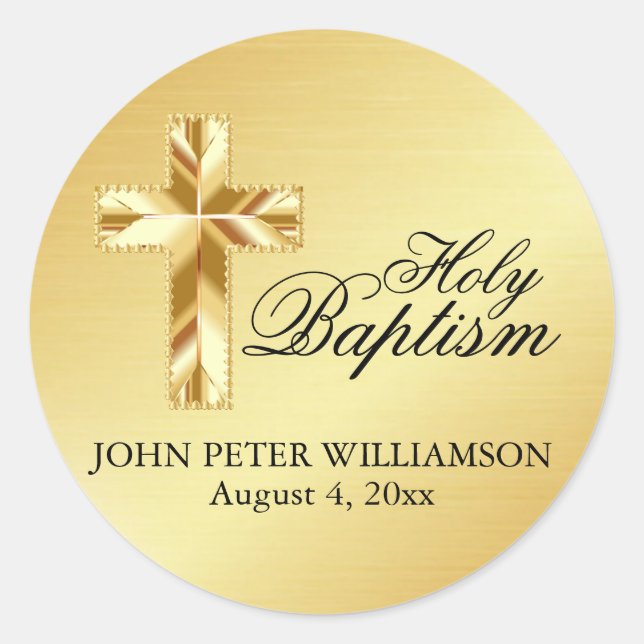 Adesivo Dourada Sagrada Batismo Católico Evelope Selo com  (Frente)