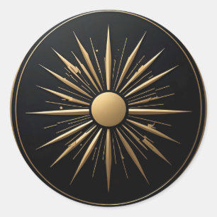 Adesivo Dourada Sunburst Line Art Black Stick