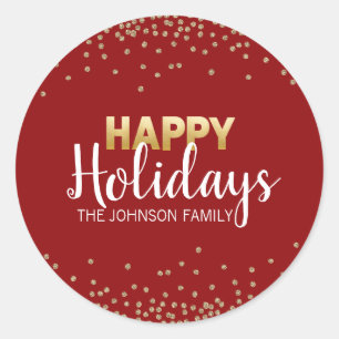 Adesivo DOURADA VERMELHA, Confetti Xmas Felizes HOLIDAYS
