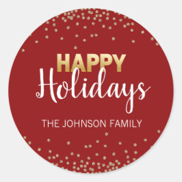 Adesivo DOURADA VERMELHA, Confetti Xmas Felizes HOLIDAYS