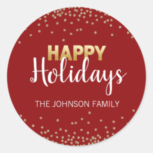Adesivo DOURADA VERMELHA, Confetti Xmas Felizes HOLIDAYS