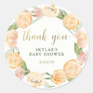 Adesivo Dourada Watercolor Floral Wreath Chá de fraldas