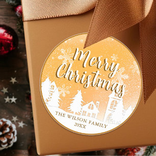 Adesivo Dourada Winter Wonderland Merry Christmas Classic