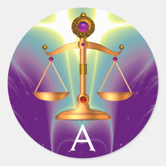 ADESIVO DOURADAS ESCALAS JURÍDICAS COM PEDRAS GEM MONOGRAM (Frente)
