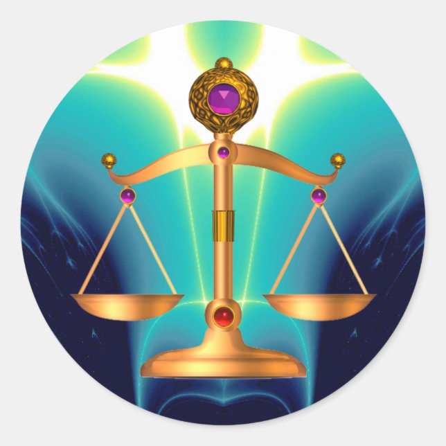 Adesivo DOURADAS ESCALAS JURÍDICAS COM PEDRAS GEM, Símbolo (Frente)
