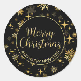 Adesivo Douradas estrelas e flocos de neve no Natal