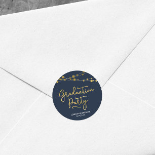 Adesivo Douradas fitas de Festa de formatura azul